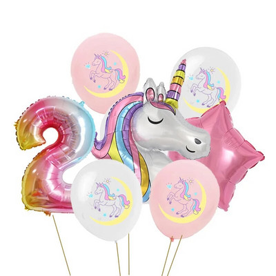 1 set de baloane tematice pentru petrecere cu unicorn Baloane din folie de nor pentru fete de 1 an Decoratiuni pentru petrecerea de aniversare cu unicorn Mingi pentru baby shower