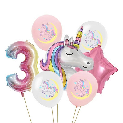 1 set de baloane tematice pentru petrecere cu unicorn Baloane din folie de nor pentru fete de 1 an Decoratiuni pentru petrecerea de aniversare cu unicorn Mingi pentru baby shower