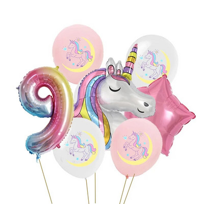 1 set de baloane tematice pentru petrecere cu unicorn Baloane din folie de nor pentru fete de 1 an Decoratiuni pentru petrecerea de aniversare cu unicorn Mingi pentru baby shower