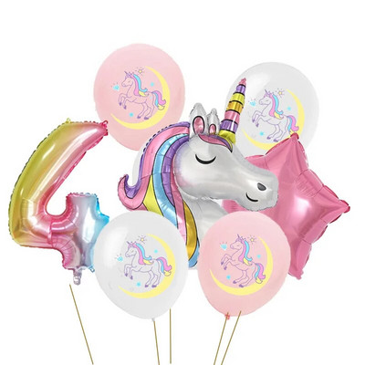 1 set de baloane tematice pentru petrecere cu unicorn Baloane din folie de nor pentru fete de 1 an Decoratiuni pentru petrecerea de aniversare cu unicorn Mingi pentru baby shower