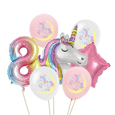 1 set de baloane tematice pentru petrecere cu unicorn Baloane din folie de nor pentru fete de 1 an Decoratiuni pentru petrecerea de aniversare cu unicorn Mingi pentru baby shower