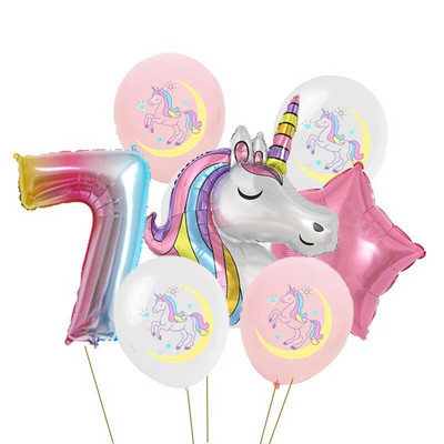 1 set de baloane tematice pentru petrecere cu unicorn Baloane din folie de nor pentru fete de 1 an Decoratiuni pentru petrecerea de aniversare cu unicorn Mingi pentru baby shower