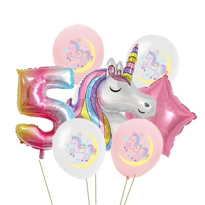 1 set de baloane tematice pentru petrecere cu unicorn Baloane din folie de nor pentru fete de 1 an Decoratiuni pentru petrecerea de aniversare cu unicorn Mingi pentru baby shower