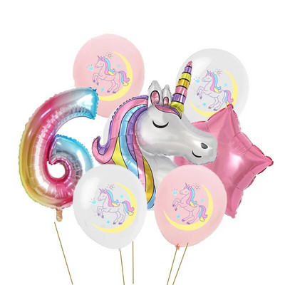 1 set de baloane tematice pentru petrecere cu unicorn Baloane din folie de nor pentru fete de 1 an Decoratiuni pentru petrecerea de aniversare cu unicorn Mingi pentru baby shower