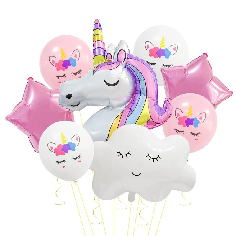 1 set de baloane tematice pentru petrecere cu unicorn Baloane din folie de nor pentru fete de 1 an Decoratiuni pentru petrecerea de aniversare cu unicorn Mingi pentru baby shower