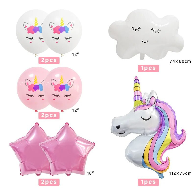 1 set de baloane tematice pentru petrecere cu unicorn Baloane din folie de nor pentru fete de 1 an Decoratiuni pentru petrecerea de aniversare cu unicorn Mingi pentru baby shower