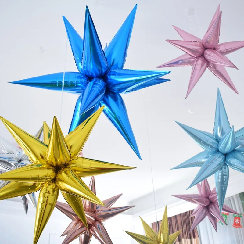 12Pcs 3D stojeća eksplozija Star baloni Božićni ukrasi Zvjezdani kap vode Konus Balon od folije Rođendanski dekor za vjenčanje