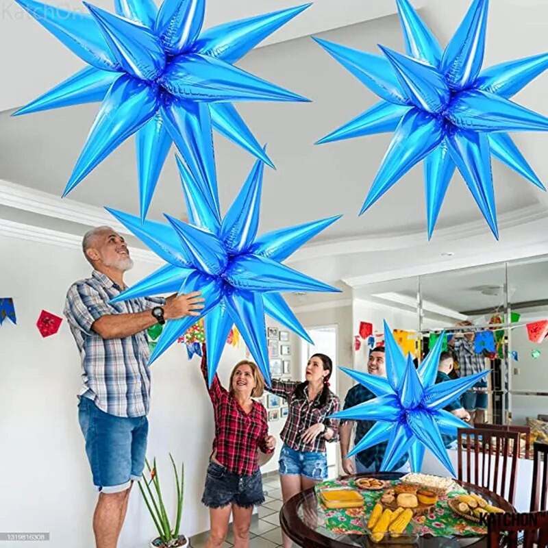 12Pcs 3D stojeća eksplozija Star baloni Božićni ukrasi Zvjezdani kap vode Konus Balon od folije Rođendanski dekor za vjenčanje