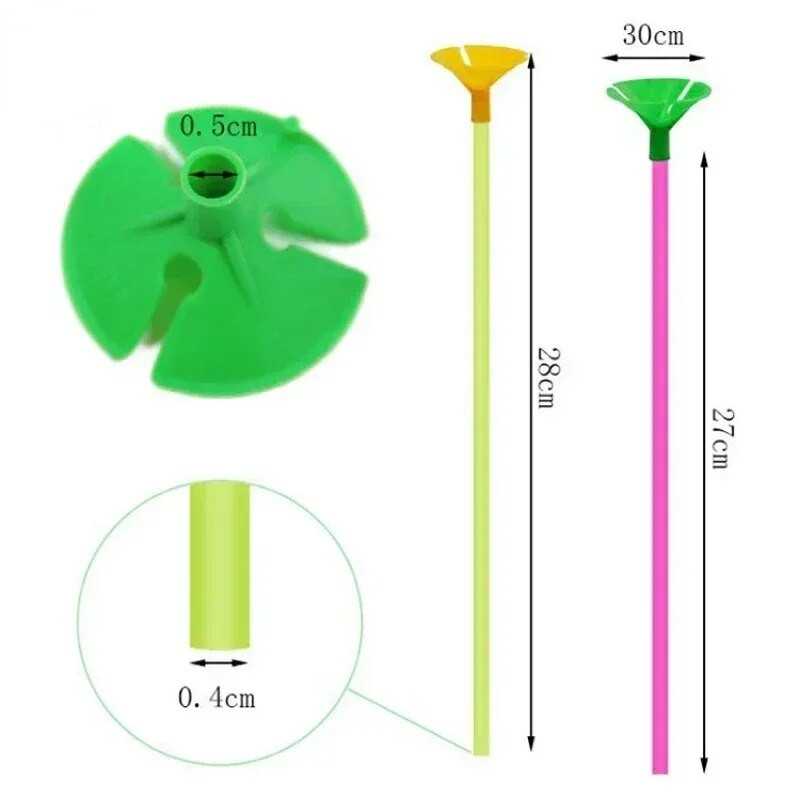 20 bucăți 27 cm latex balon stick multicolor plastic Macaron suport pentru baloane cești pentru nuntă, ziua de naștere, accesorii decor