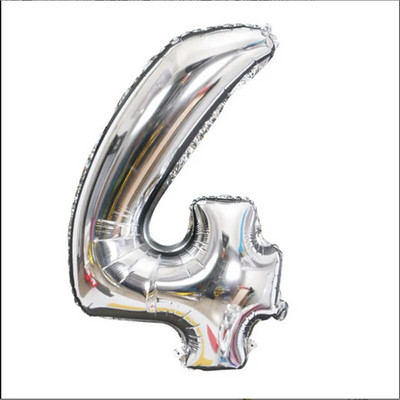 16/32/ 40 inch Balon cu folie pentru ziua de naștere, decorație digitală cu heliu, argintiu pentru copii