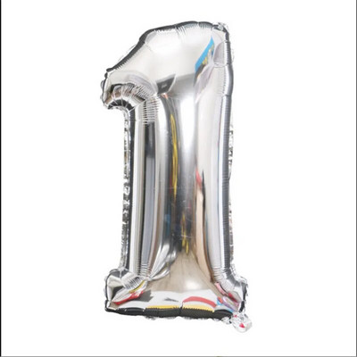 16/32/ 40 inch Balon cu folie pentru ziua de naștere, decorație digitală cu heliu, argintiu pentru copii