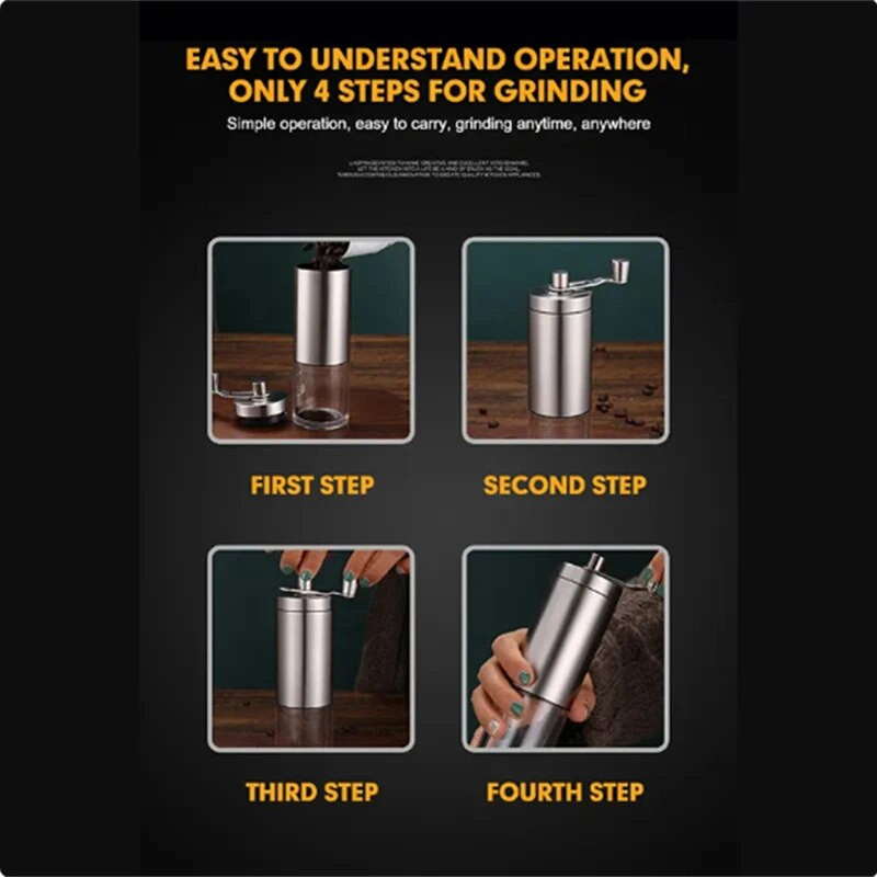 Mlin za mljevenje kave u zrnu Prijenosna poluga od nehrđajućeg drva Ručni ručni mlin za kavu Kuhinjski alat Mlin za mljevenje kave