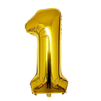 Балони със златни числа 16 32 40 инча Фолиев балон Jungle Safari Консумативи за декорация на рожден ден 0 1 2 3 4 5 6 7 8 9 globos Ball