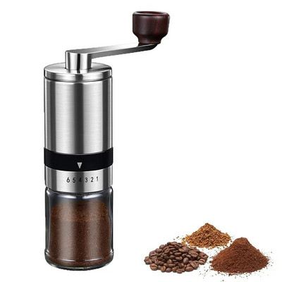 Kézi kávédaráló hordozható kézi kávédaráló kerámia sorjával 6/8 állítható rozsdamentes acél kávédaráló kúpos sorja