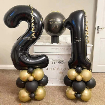 1 σετ Gold Black Balloons Tower with 1-9 Black Number Foil Balloon για Ανδρικά 30 40 50 60 Διακοσμήσεις για πάρτι γενεθλίων Δώρα για DIY