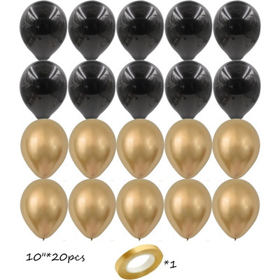 1 комплект кула от златни черни балони с фолиен балон с черни числа 1-9 за мъже 30 40 50 60 Декорации за рожден ден Подаръци Направи си сам