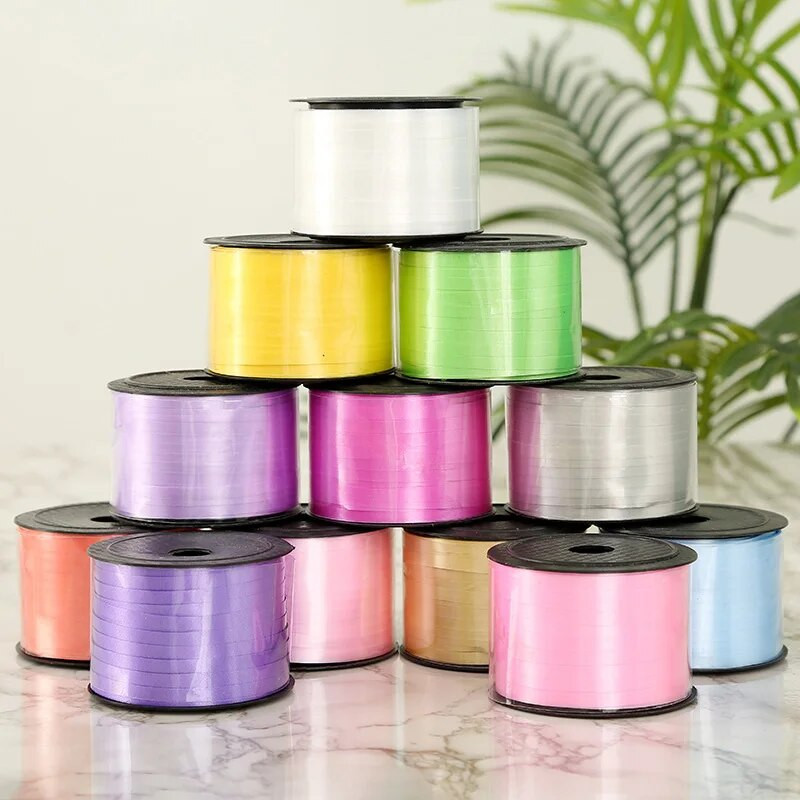 1 БР. 100 ярда вързани балонни ленти за лазерно кърлинг Ленти Направи си сам сватбена коледна декорация Аксесоари за лъкове Опаковка за подарък 5 мм