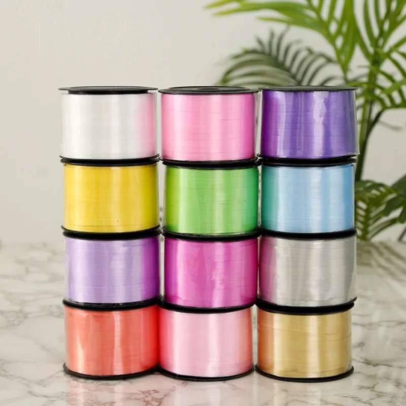 1 БР. 100 ярда вързани балонни ленти за лазерно кърлинг Ленти Направи си сам сватбена коледна декорация Аксесоари за лъкове Опаковка за подарък 5 мм