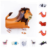 Разхождащи се животни, кучета, динозаври, лъвове, тигри, балони от алуминиево фолио, декорации за годишнина на бебето с хелий