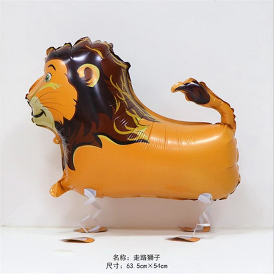 Разхождащи се животни, кучета, динозаври, лъвове, тигри, балони от алуминиево фолио, декорации за годишнина на бебето с хелий