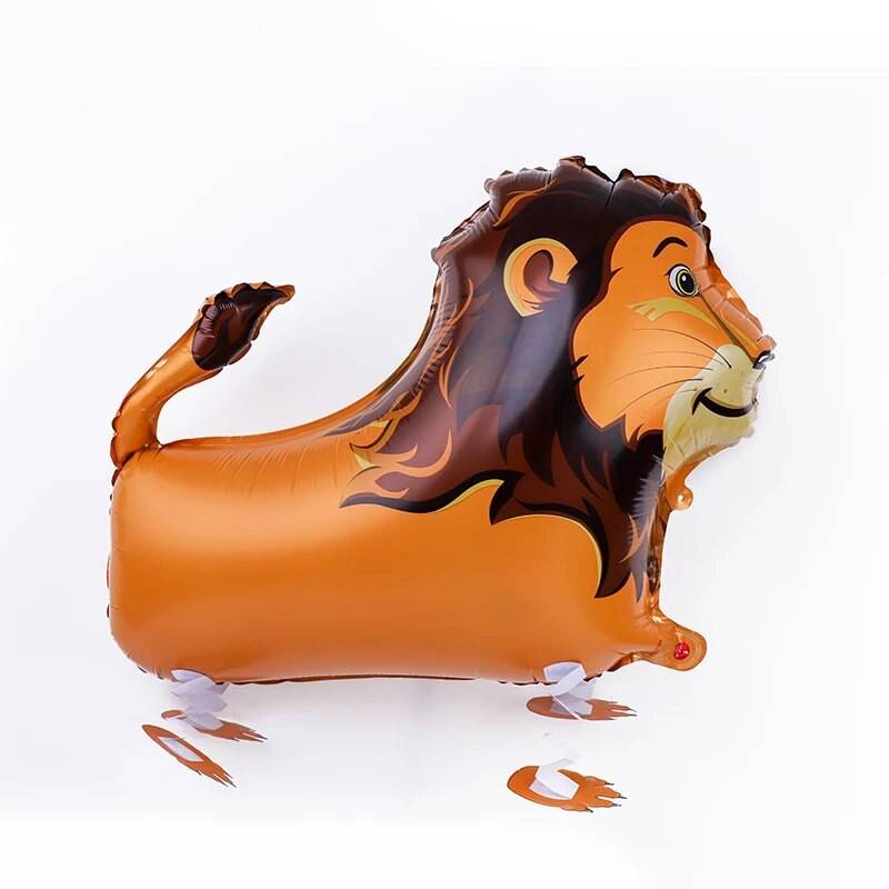 Разхождащи се животни, кучета, динозаври, лъвове, тигри, балони от алуминиево фолио, декорации за годишнина на бебето с хелий