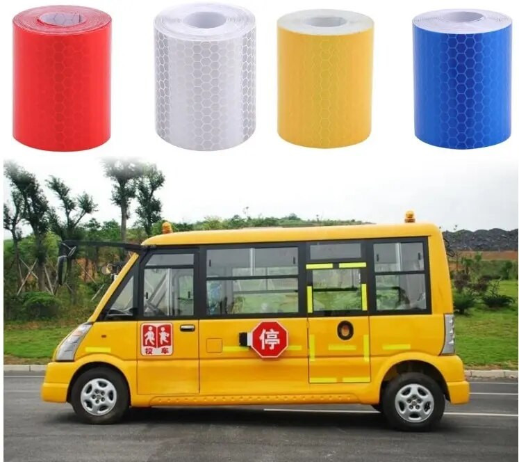 100x5cm autós fényvisszaverő csík matricák útra figyelmeztető csík stílusú dekorációs fólia Biztonságos motorkerékpár babaautó fényvisszaverő közlekedésbiztonsági szalag