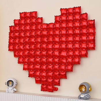 Голям фон във формата на сърце Балон за стена Честит Свети Валентин Любов Фолиеви балони Подпори за снимки Декорация за годишнина от сватба