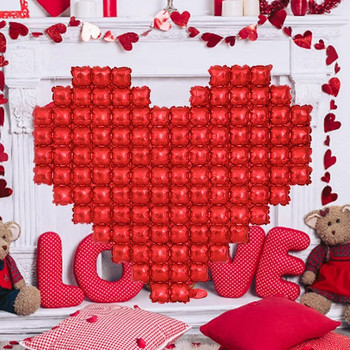 Голям фон във формата на сърце Балон за стена Честит Свети Валентин Любов Фолиеви балони Подпори за снимки Декорация за годишнина от сватба