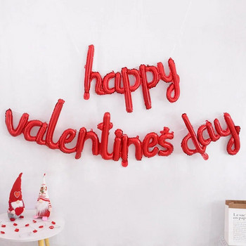 Μεγάλο μπαλόνι τοίχου σε σχήμα καρδιάς Happy Valentines Love Foil Balloons Photo Props Διακόσμηση επετείου γάμου
