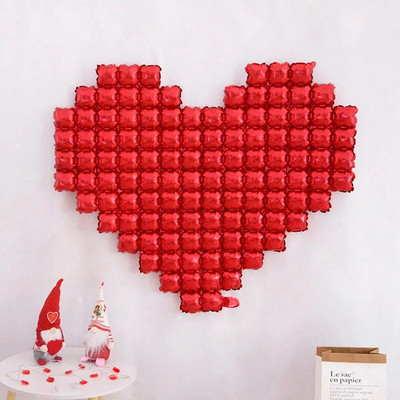 Голям фон във формата на сърце Балон за стена Честит Свети Валентин Любов Фолиеви балони Подпори за снимки Декорация за годишнина от сватба