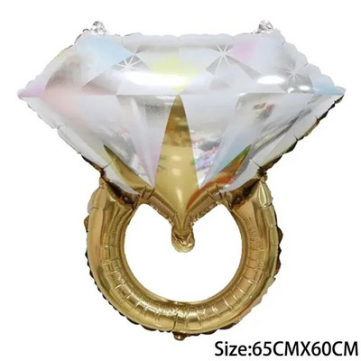 Gyémánt gyűrű léggömb Hélium fólia lufi Valentin napi parti esküvői dekoráció születésnapi babazuhany kellékek ajándék