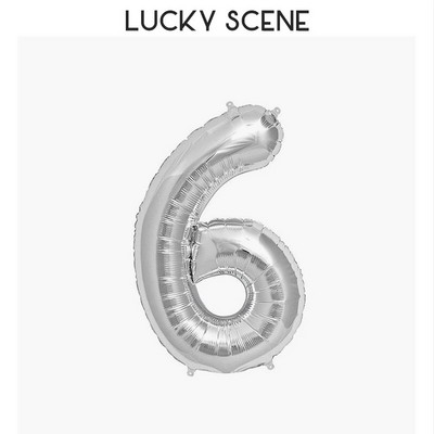 16-инчов балон с числа за рожден ден Бебе парти за рожден ден Сребърен дигитален балон от алуминиево фолио Декорация на балон Дигитален балон S00094