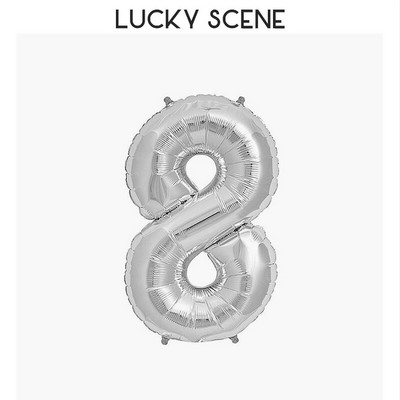16-инчов балон с числа за рожден ден Бебе парти за рожден ден Сребърен дигитален балон от алуминиево фолио Декорация на балон Дигитален балон S00094
