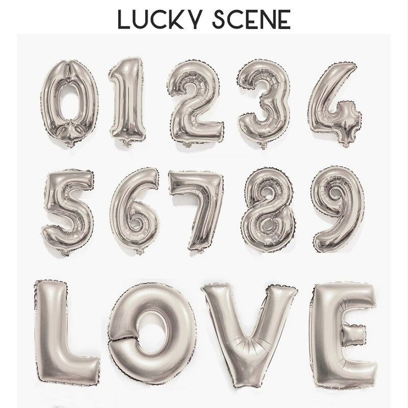 16-инчов балон с числа за рожден ден Бебе парти за рожден ден Сребърен дигитален балон от алуминиево фолио Декорация на балон Дигитален балон S00094