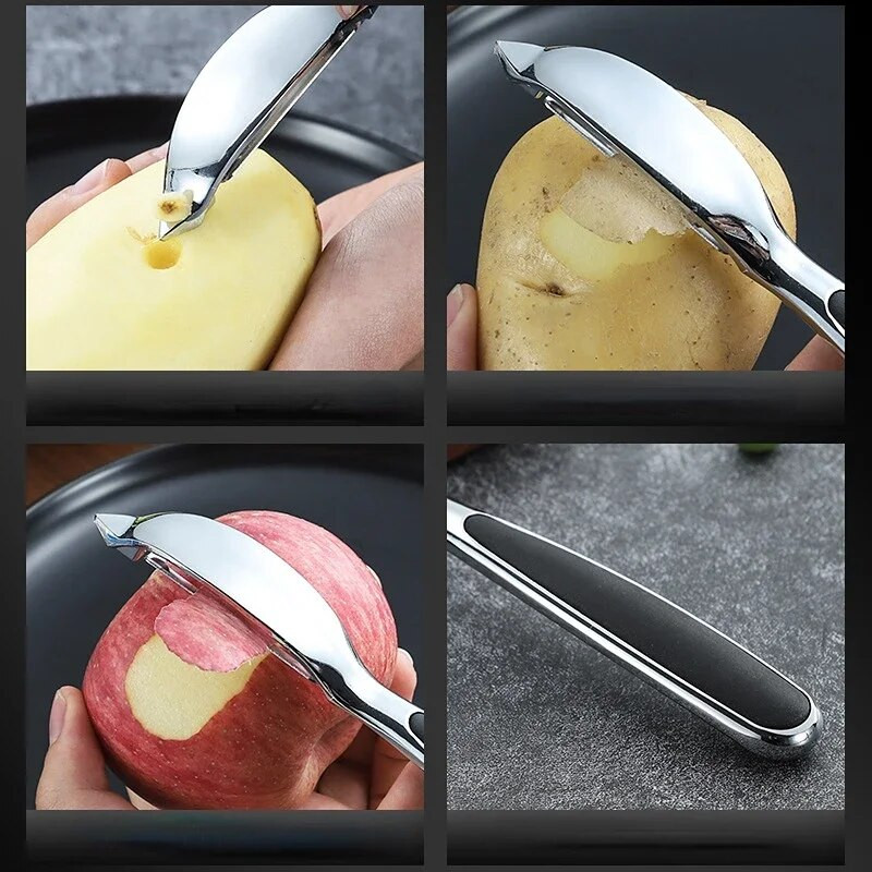 Нож за белене от цинкова сплав, креативен дизайн за копаене, белене на плодове и картофи, белачка за рендосване с една дума