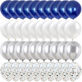 40/14 buc. Baloane confetti din latex, albastru închis, auriu, argintiu, metal, naștere, nuntă, decorațiuni pentru babyshower, Globos de Anul Nou