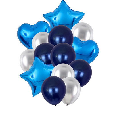 40/14 buc. Baloane confetti din latex, albastru închis, auriu, argintiu, metal, naștere, nuntă, decorațiuni pentru babyshower, Globos de Anul Nou