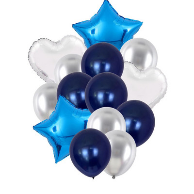 40/14 buc. Baloane confetti din latex, albastru închis, auriu, argintiu, metal, naștere, nuntă, decorațiuni pentru babyshower, Globos de Anul Nou