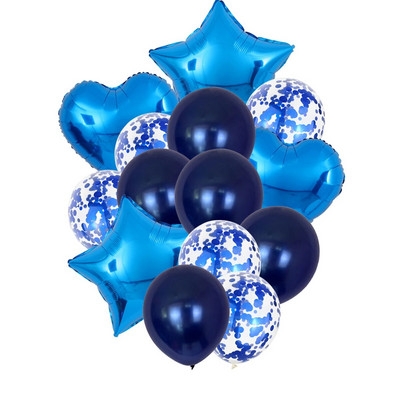 40/14 buc. Baloane confetti din latex, albastru închis, auriu, argintiu, metal, naștere, nuntă, decorațiuni pentru babyshower, Globos de Anul Nou