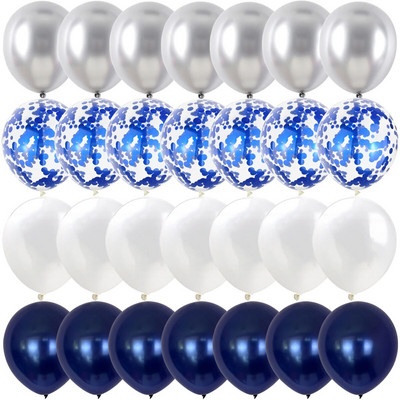 40/14 buc. Baloane confetti din latex, albastru închis, auriu, argintiu, metal, naștere, nuntă, decorațiuni pentru babyshower, Globos de Anul Nou