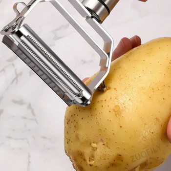 Αποφλοιωτής από ανοξείδωτο ατσάλι Φρούτα λαχανικά πεπόνι πατάτα καρότο αγγούρι Πολυλειτουργικός τρίφτης τεμαχιστής Μαχαίρι απολέπισης Εργαλεία κουζίνας σπιτιού