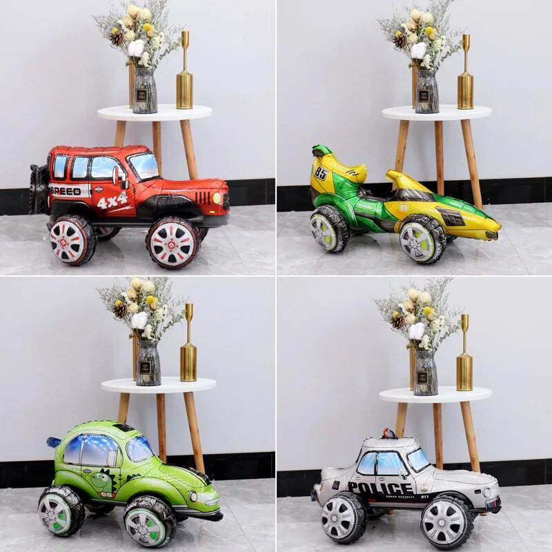 3D sztereó autós alumínium film léggömb gyermekjáték ajándék születésnapi parti színpadon Esküvői fotó kellékek Verseny ballon dekoráció