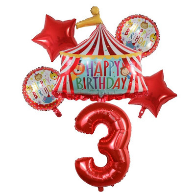 Crveni cirkus rođendanski šator Baloni set 30 inča Folija broj Air Globos zabava na temu životinja Dječji rođendanski ukrasi Dječje igračke