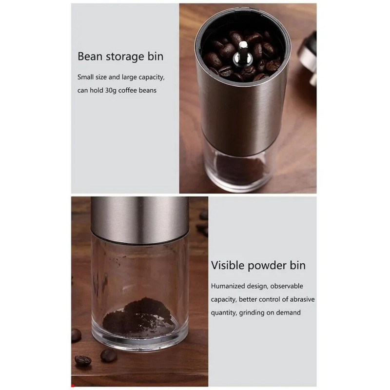 Ručni mlin za kavu Ručni mlin za kavu, prijenosni ručni mlin za zrna od nehrđajućeg čelika, mlin za kavu, kampiranje putovanja kućni ured