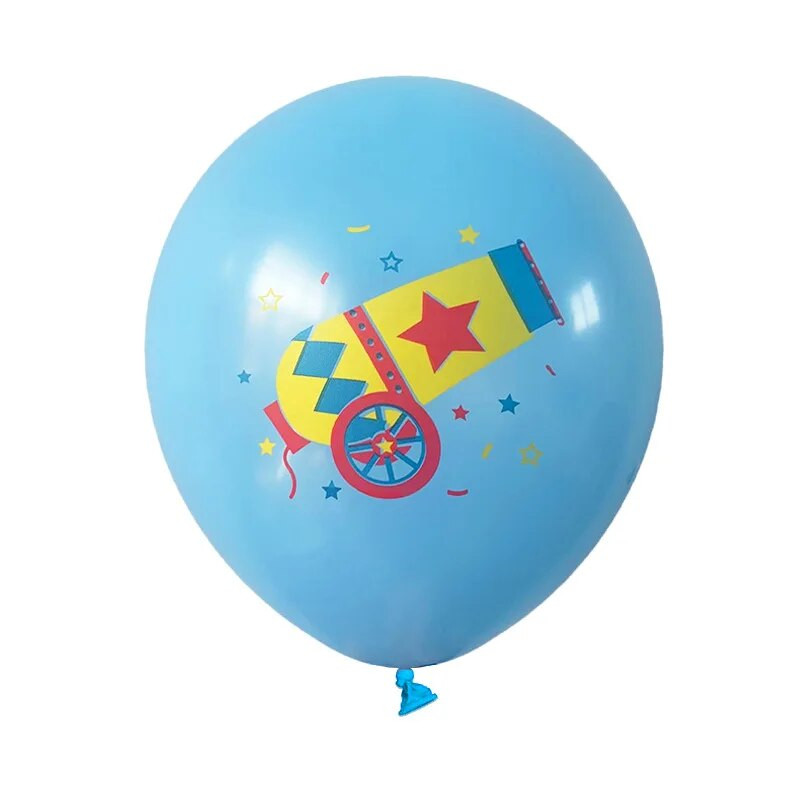 Cirko teminis gimtadienio vakarėlio balionas, Klouno magijos latekso balionų rinkinys, Karnavalinio vakarėlio scenos dekoravimas, 10 vnt.