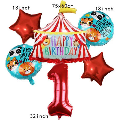 Μπαλόνια Σκηνής Τσίρκου Μπλε Αριθμός Αλουμινίου 32 ιντσών Μπαλόνι Λιοντάρι Τίγρη Θέμα Ζώο Παιδικό πάρτι γενεθλίων Διακόσμηση Κήπος σπιτιού