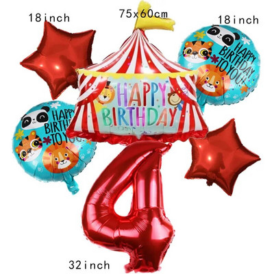 Μπαλόνια Σκηνής Τσίρκου Μπλε Αριθμός Αλουμινίου 32 ιντσών Μπαλόνι Λιοντάρι Τίγρη Θέμα Ζώο Παιδικό πάρτι γενεθλίων Διακόσμηση Κήπος σπιτιού