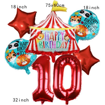 Μπαλόνια Σκηνής Τσίρκου Μπλε Αριθμός Αλουμινίου 32 ιντσών Μπαλόνι Λιοντάρι Τίγρη Θέμα Ζώο Παιδικό πάρτι γενεθλίων Διακόσμηση Κήπος σπιτιού
