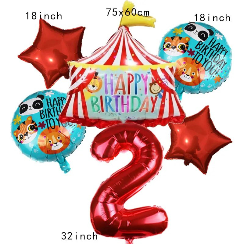 Μπαλόνια Σκηνής Τσίρκου Μπλε Αριθμός Αλουμινίου 32 ιντσών Μπαλόνι Λιοντάρι Τίγρη Θέμα Ζώο Παιδικό πάρτι γενεθλίων Διακόσμηση Κήπος σπιτιού