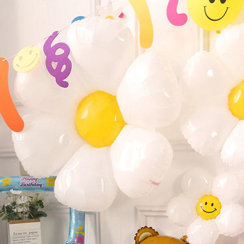 3/1 τεμ. White Daisy Flower Balloon Πολλαπλών Μεγεθών Ηλίανθου με αλουμινόχαρτο Balloons Helium Ball Kid Happy Birthday Party Baby Shower Στολισμός